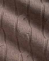 Light Brown Cotton Cashmere Cable Crewneck Sweater