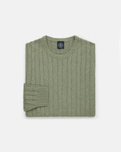 Cotton Cashmere Cable Crewneck Sweater