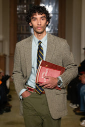 Made In Usa Tan Herringbone Cotton Sport Coat