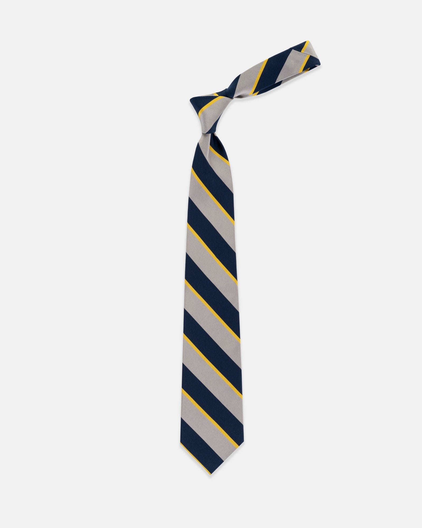 Made In Uk Navy Yellow Stripe Mogador Tie