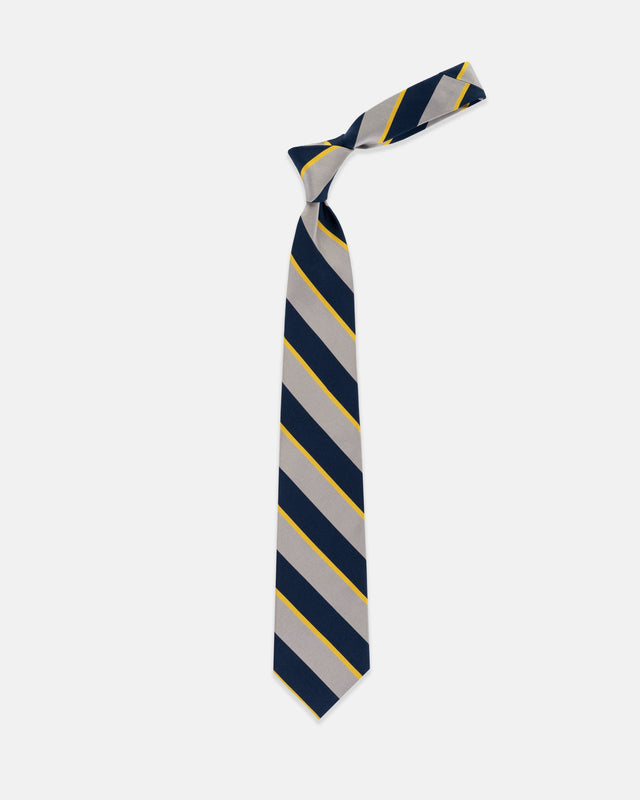 Made In Uk Navy Yellow Stripe Mogador Tie