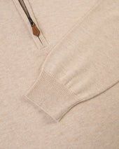 Natural Cotton Cashmere Quarter Zip Sweater