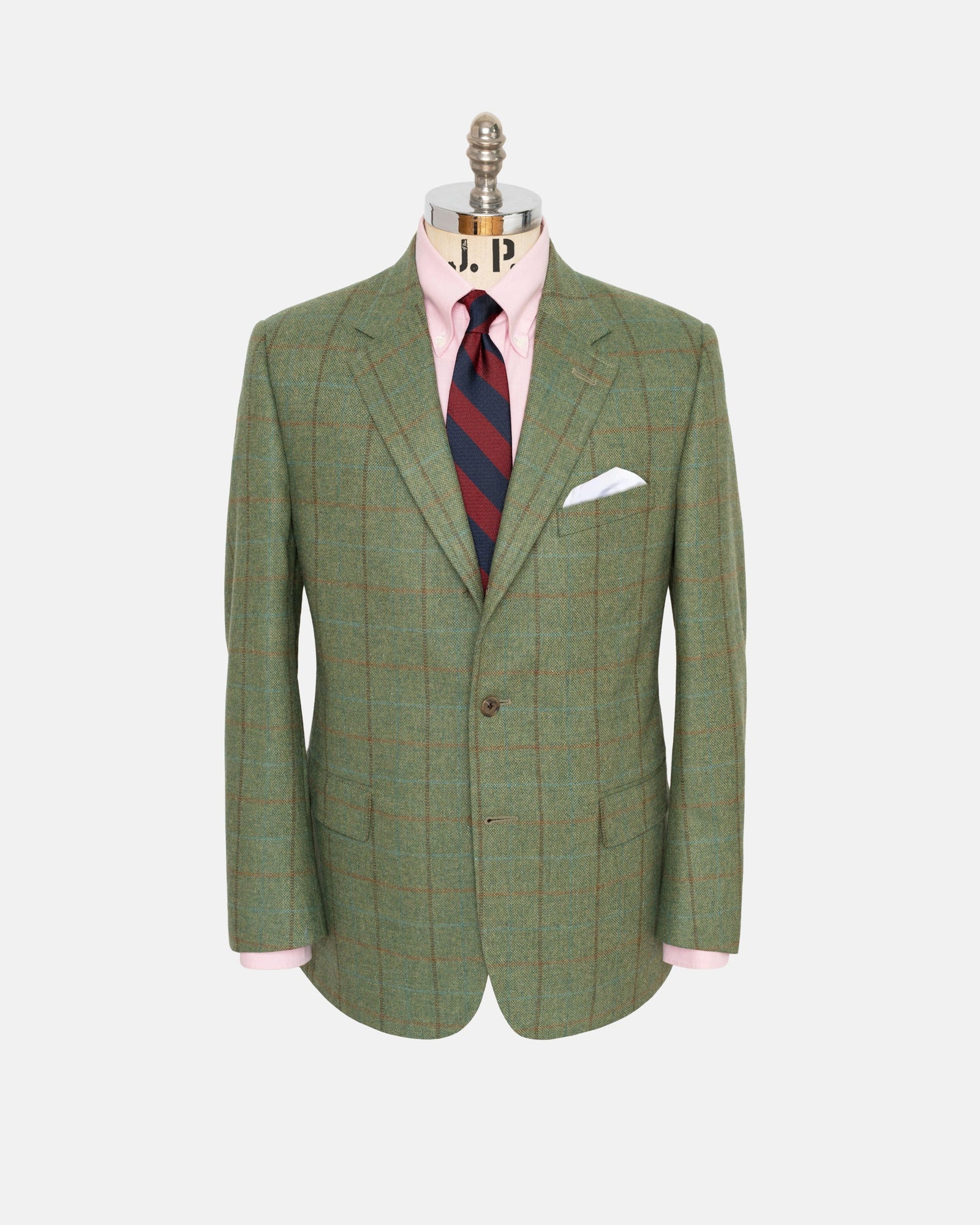 Made In Canada Heather Green With Brown Rust Windowpane Sport Coat