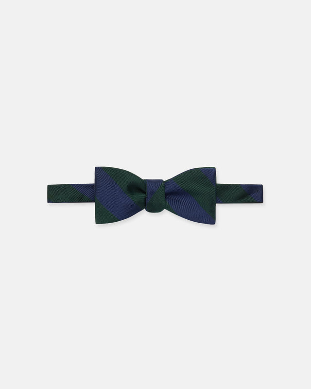 Made In Usa Green Guard Stripe Silk Repp Bow Tie