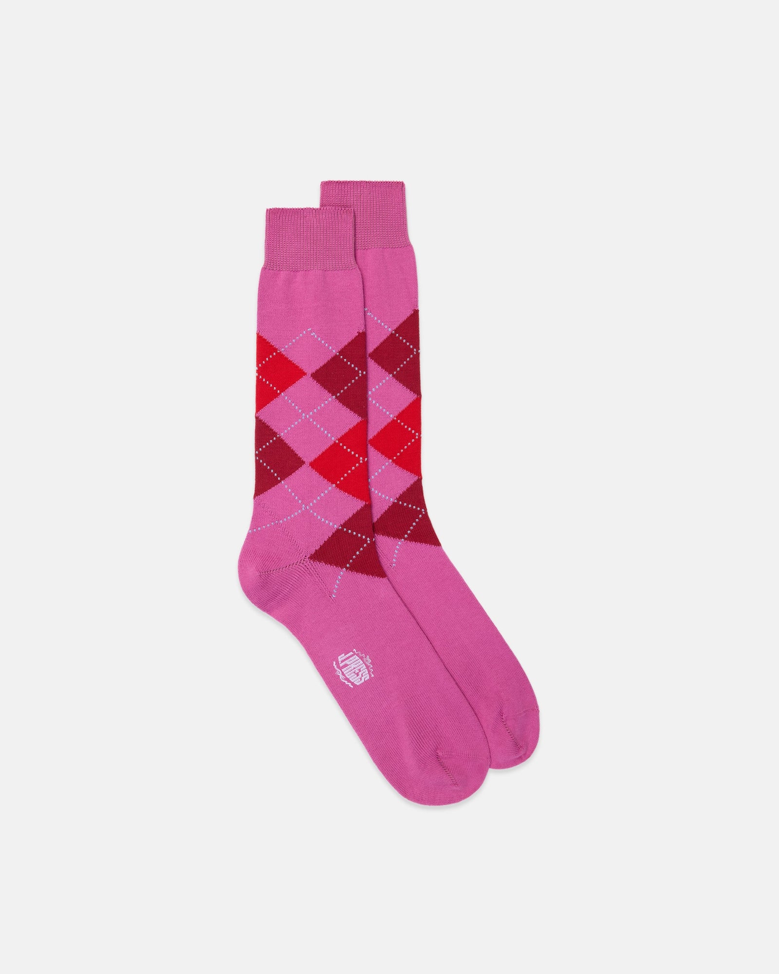 Made In Italy Pink Argyle Cotton Socks