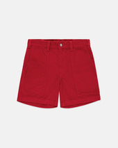 Red Wide Wale Cotton Corduroy Shorts Trim Fit