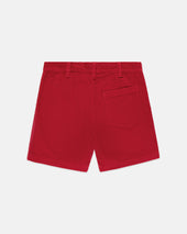Red Wide Wale Cotton Corduroy Shorts Trim Fit