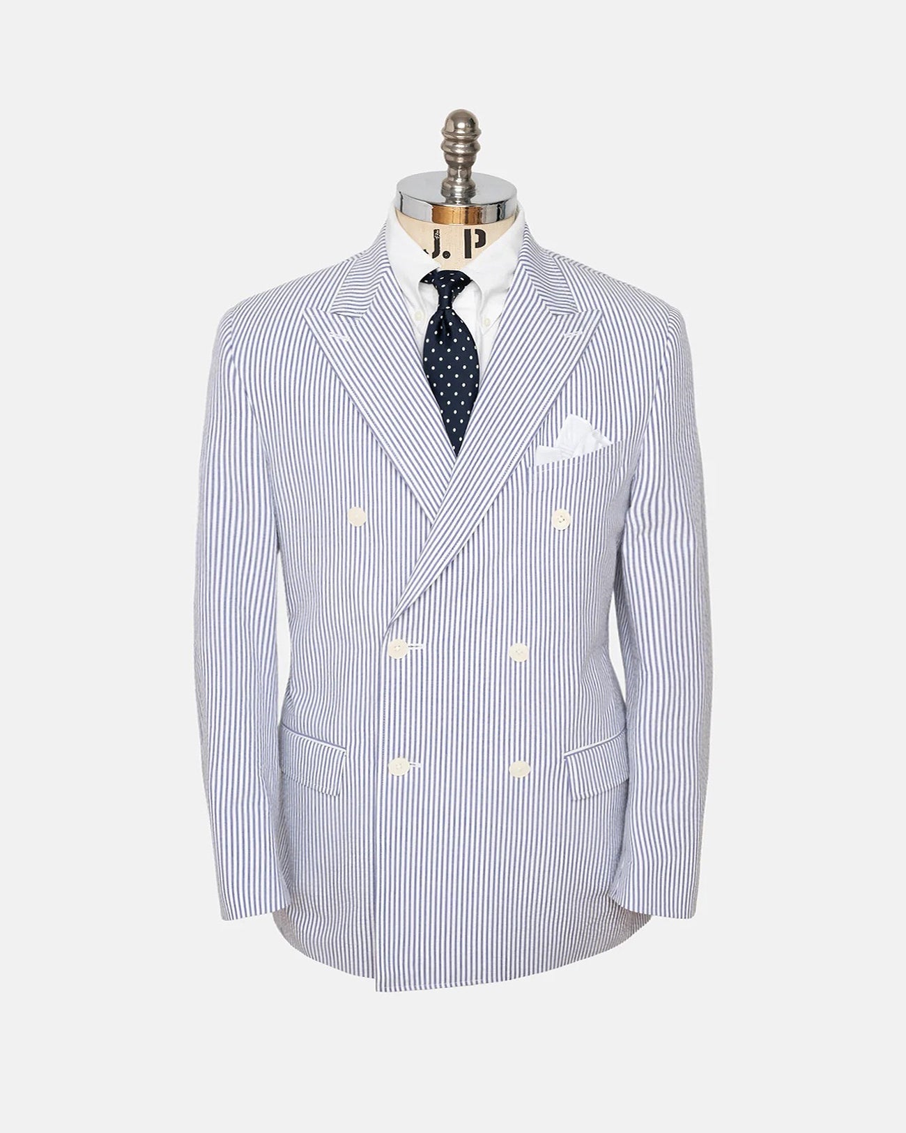 Made In Canada Double Breasted Stripe Seersucker Sport Coat