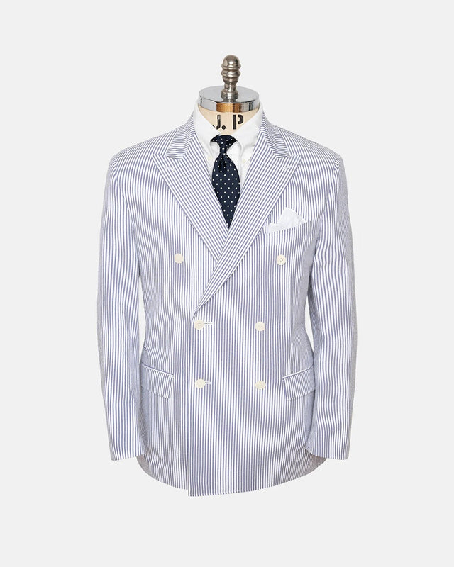 Made In Canada Double Breasted Stripe Seersucker Sport Coat