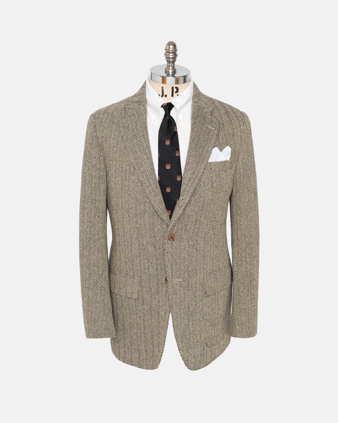 Made In Usa Tan Herringbone Cotton Sport Coat