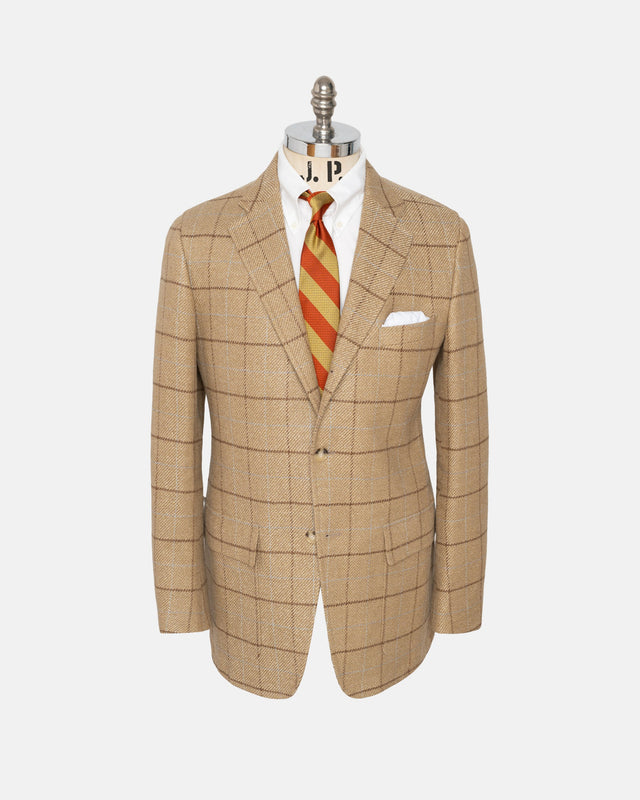 Made In Usa Windowpane Linen Silk Sport Coat