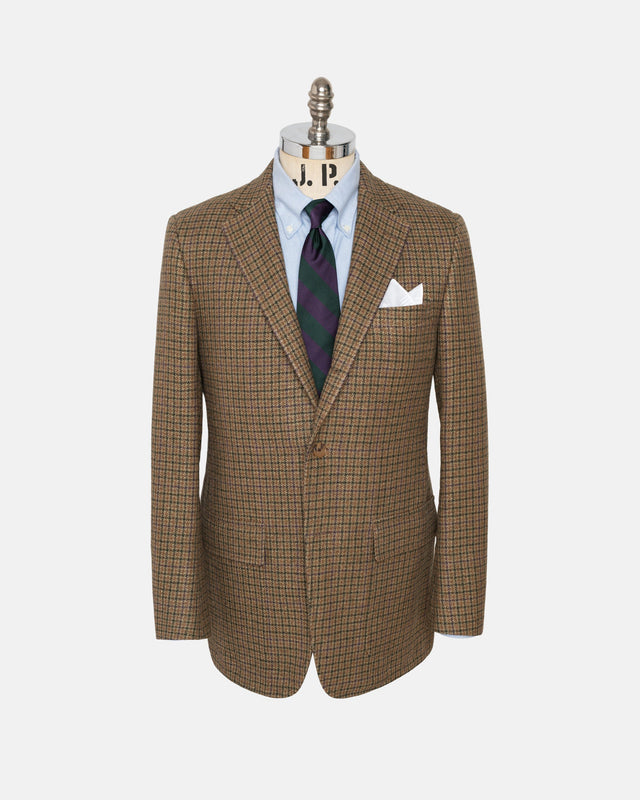 Made In Usa Olive Check Linen Wool Sport Coat