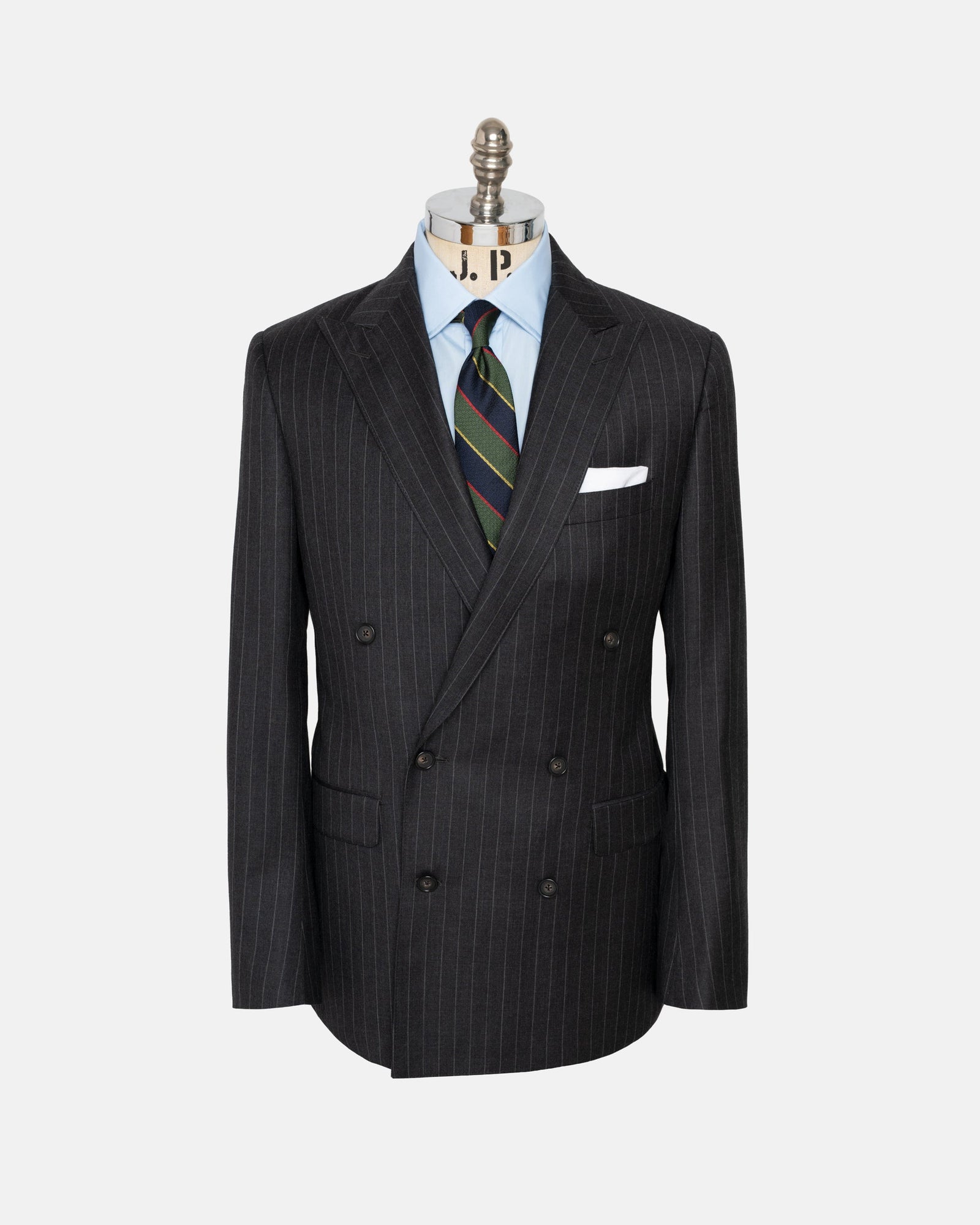 Made In Usa Grey Chalkstripe Double Breasted Suit