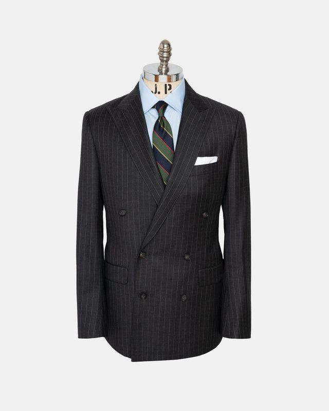 Made In Usa Grey Chalkstripe Double Breasted Suit