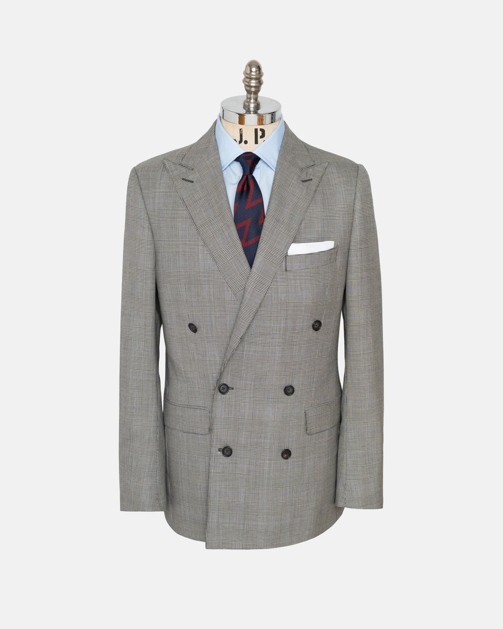 Made In Usa Black Glen Plaid Double Breasted Suit