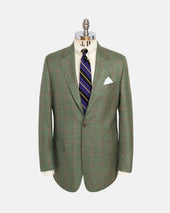Made In Canada Green Windowpane Wool Silk Sport Coat