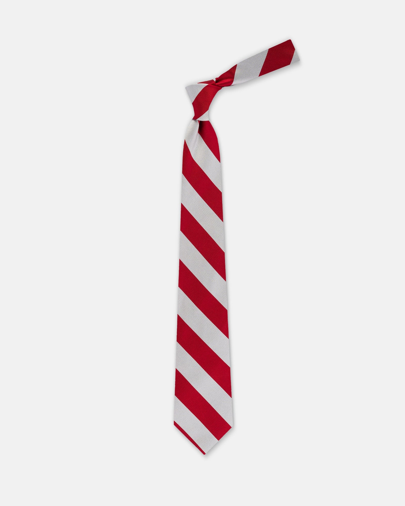 Made In Usa Red Silver Guard Stripe Silk Repp Tie