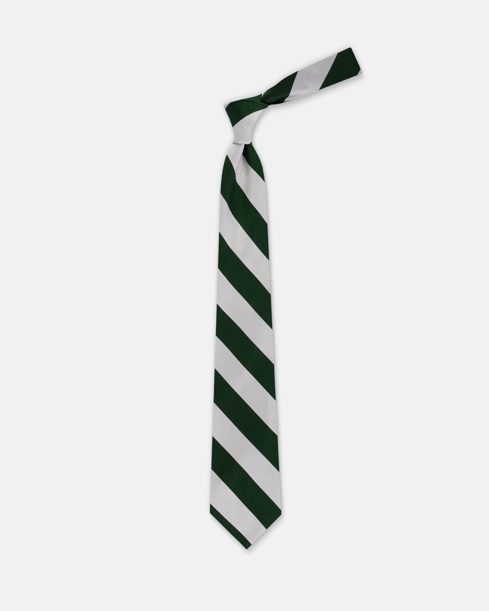 Made In Usa Dark Green Silver Guard Stripe Silk Repp Tie