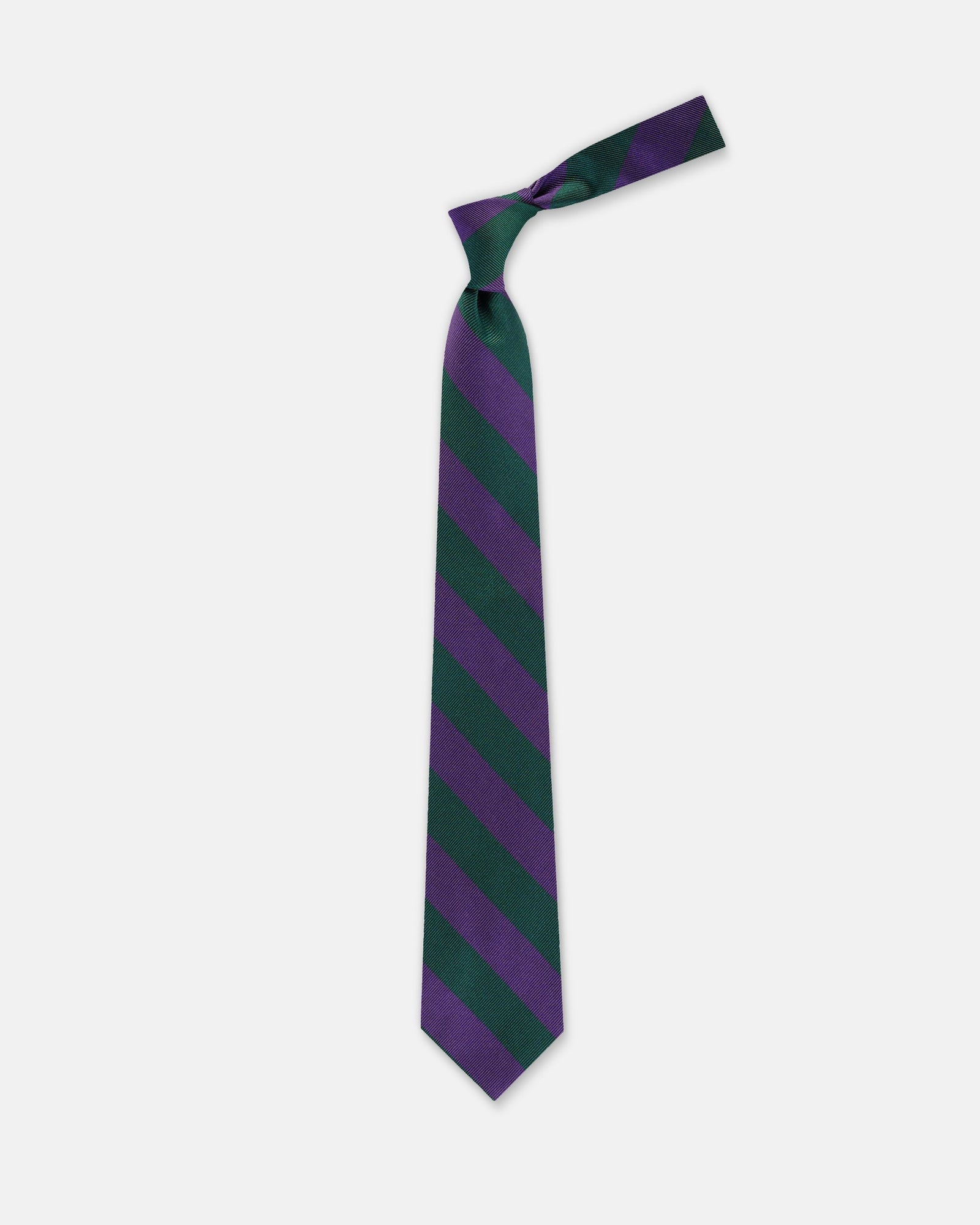 Made In Usa Dark Green Purple Guard Stripe Silk Repp Tie