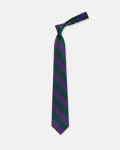 Made In Usa Dark Green Purple Guard Stripe Silk Repp Tie
