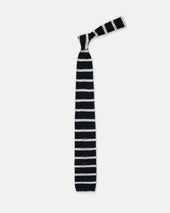 Made In Italy White Bar Stripe Silk Knit Tie