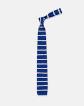 Made In Italy White Bar Stripe Silk Knit Tie