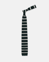 Made In Italy Green White Bar Stripe Silk Knit Tie