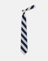 Made In Usa Silver Guard Stripe Silk Repp Tie