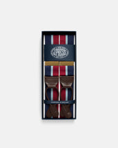 Made In England Red Navy Light Blue Striped Barathea Braces