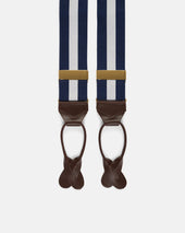 Made In England White Striped Barathea Braces