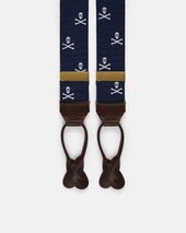 Made In England Skull Bones Jacquard Ribbon Braces