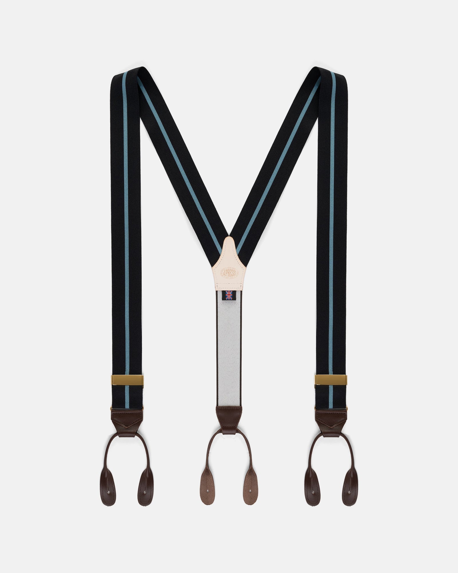 Made In England Light Blue Striped Barathea Braces
