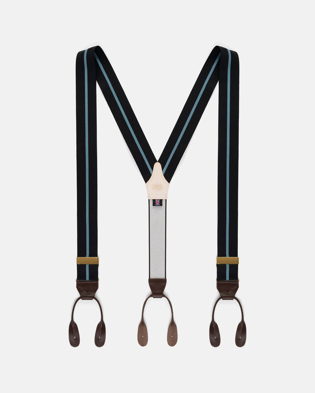Made In England Light Blue Striped Barathea Braces