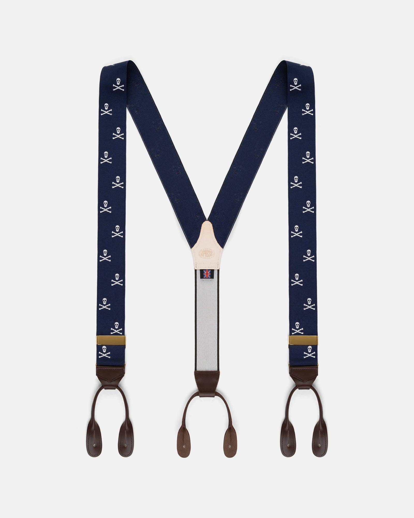Made In England Skull Bones Jacquard Ribbon Braces