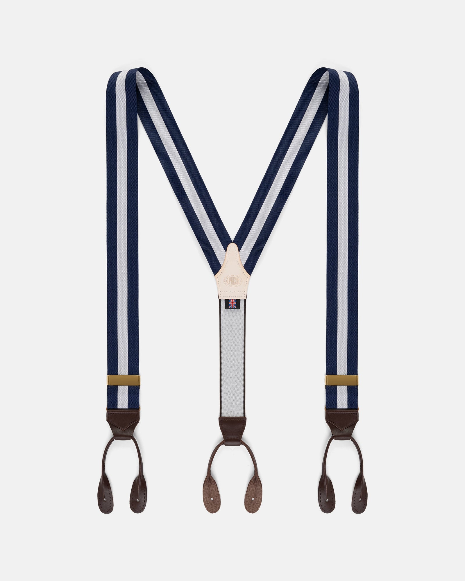 Made In England White Striped Barathea Braces