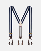Made In England White Striped Barathea Braces
