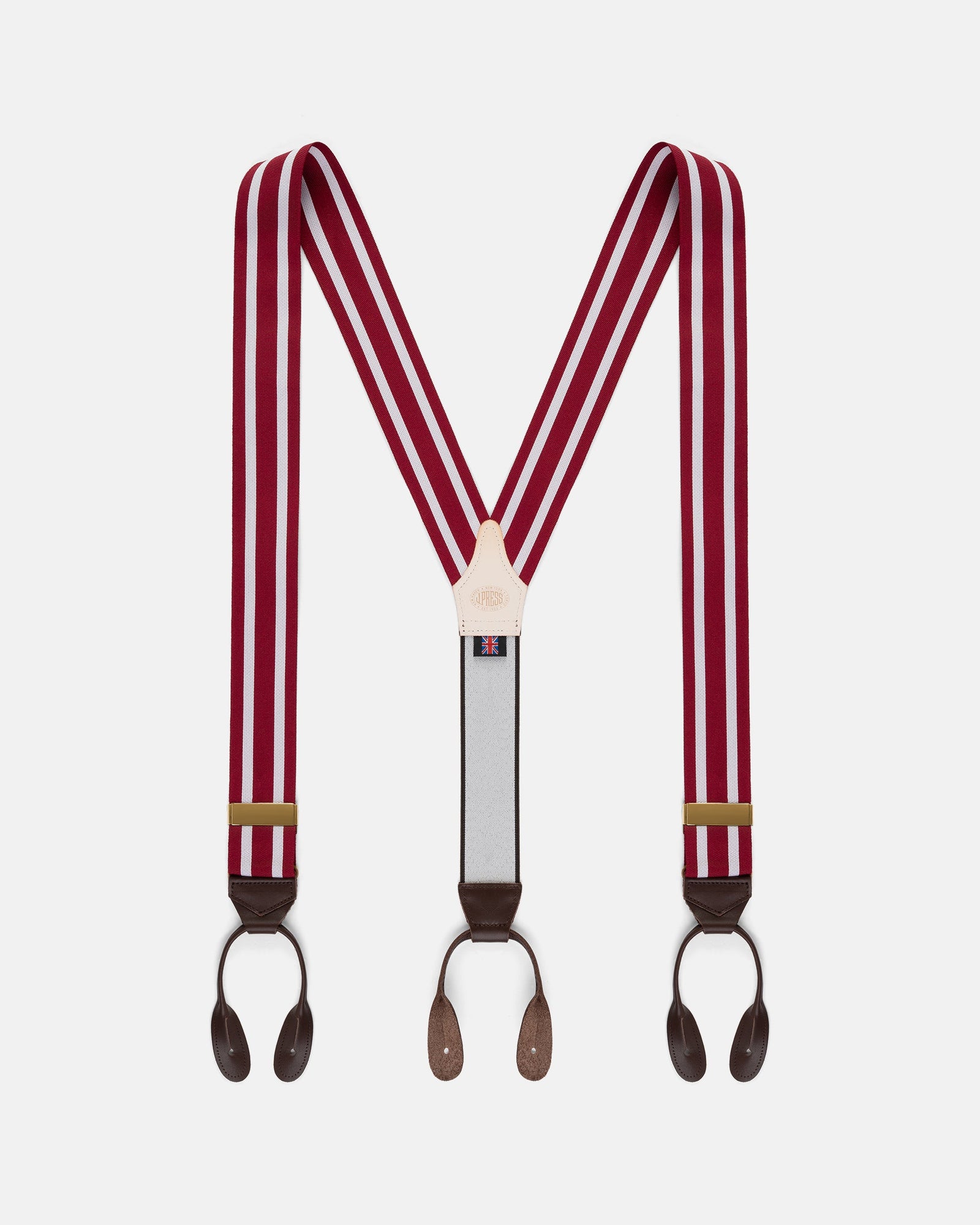 Made In England Red White Striped Barathea Braces