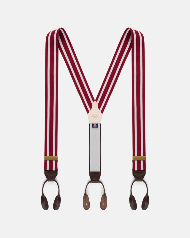 Made In England Red White Striped Barathea Braces