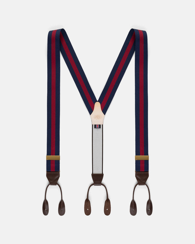 Made In England Red Striped Barathea Braces