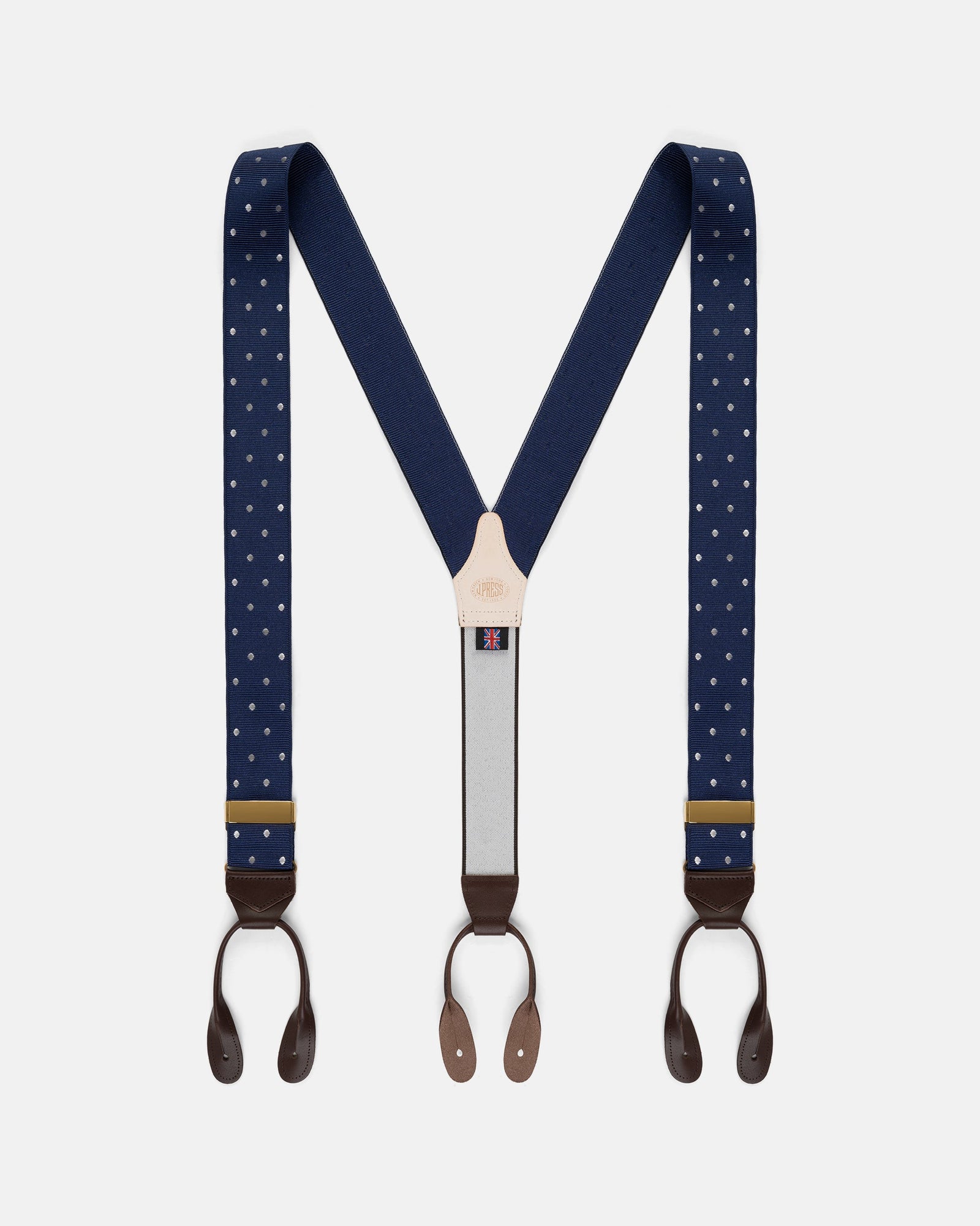 Made In England Polka Dot Jacquard Ribbon Braces