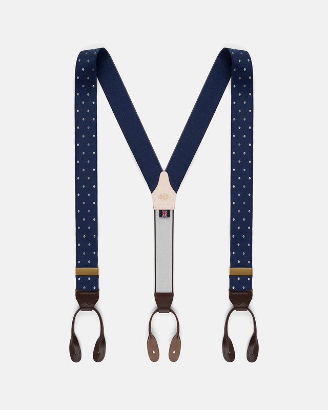 Made In England Polka Dot Jacquard Ribbon Braces
