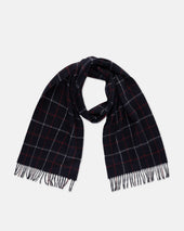 Made-in-England Navy Tattersall Cashmere Muffler