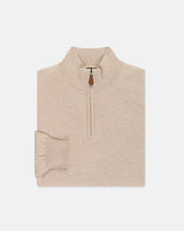 Natural Cotton Cashmere Quarter Zip Sweater
