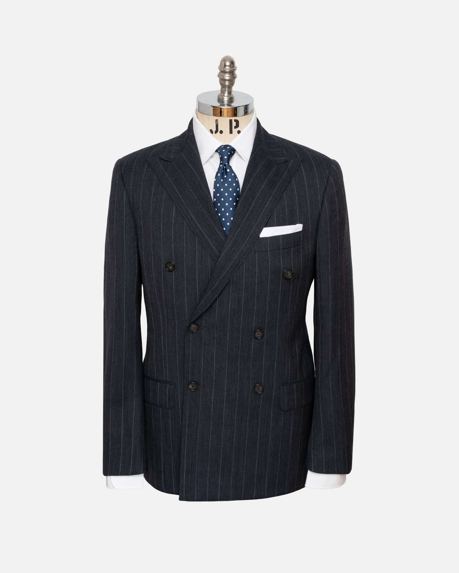 Made In Usa Fox Brothers Chalk Stripe Double Breasted Suit