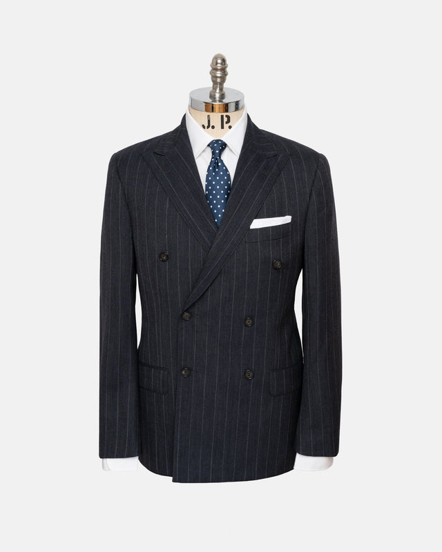 Made In Usa Fox Brothers Chalk Stripe Double Breasted Suit