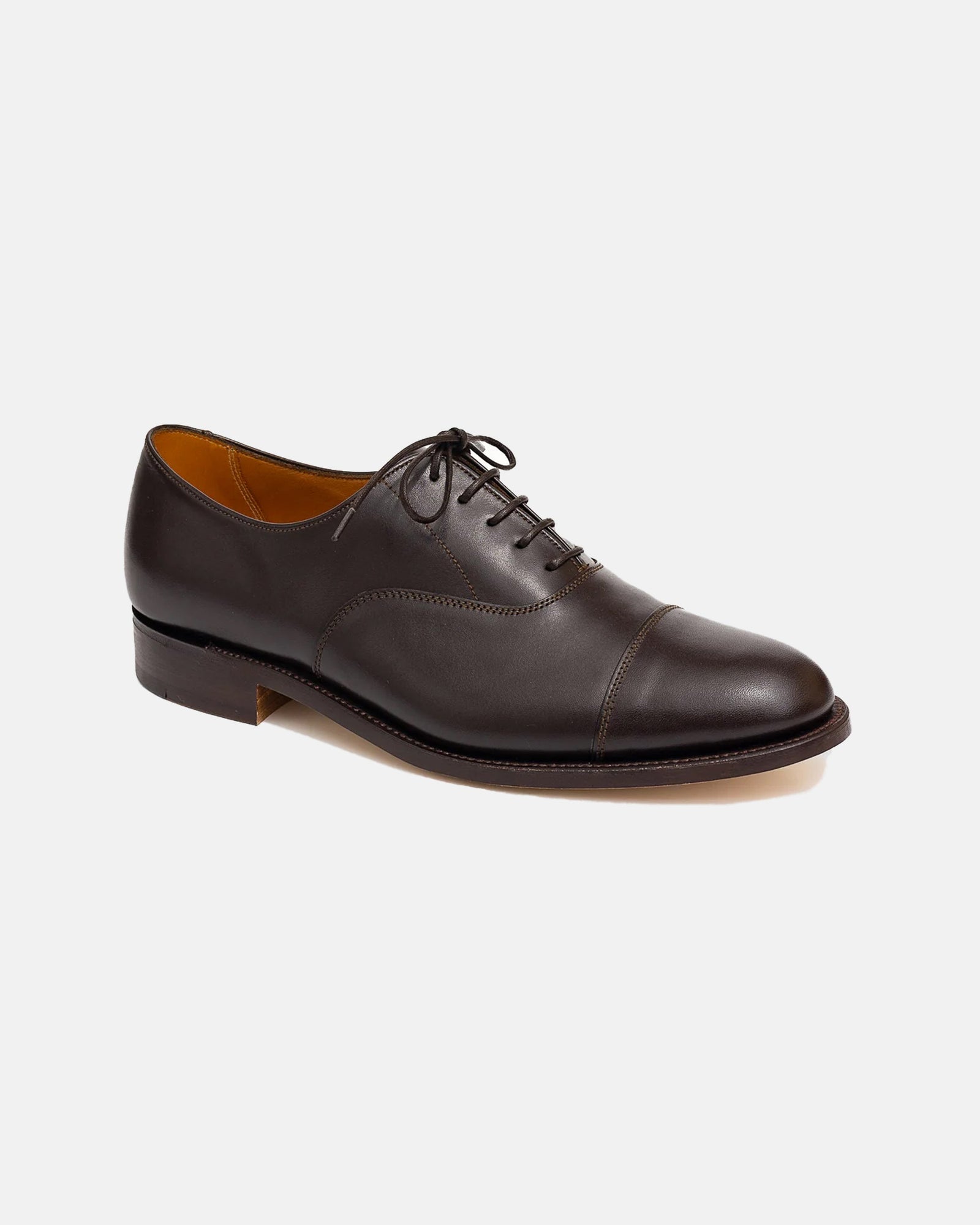 Made In England Dark Brown Calfskin Cap Toe Oxford