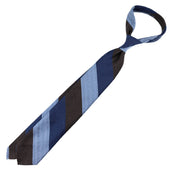 Triple Block Stripe Soft Shantung Silk Tie Brown Navy