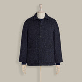 Artisan Woven Herringbone Jacket In Dark Blue