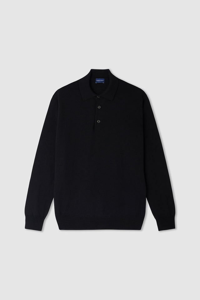 Polo Manches Longues Jacob En Laine M Rinos Noir