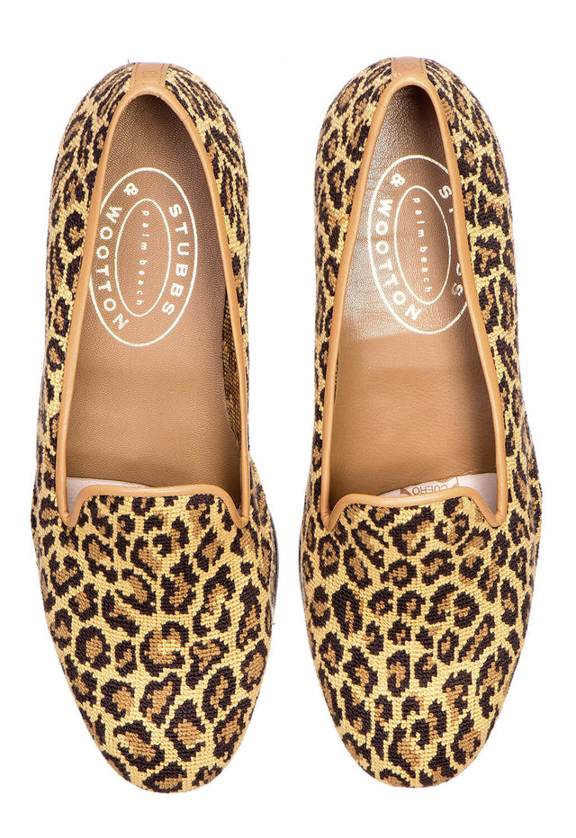 Jane Leopard Needlepoint Slipper (Wide)
